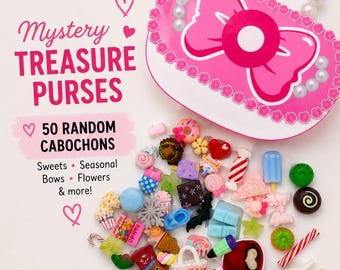 50 cabochons in purse gift bag | resin mix n match cabochons | fake bake supplies | craft embellishments