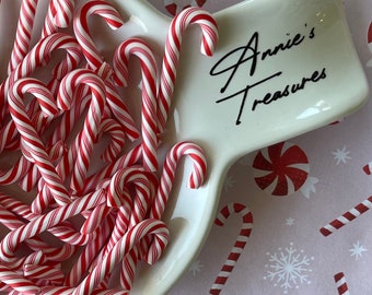 Large red fake peppermint candy canes  | polymer clay peppermints