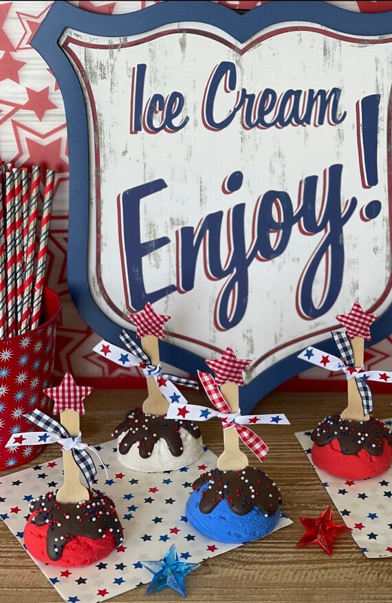 Fake Ice Cream Scoops Fake Patriotic Ice Cream Tiered - Etsy
