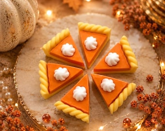Pumpkin pie cabochons | Thanksgiving miniature pies| fake doll size pumpkin pie slices | fall cabochons