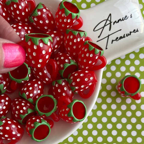 Mini strawberry cups | strawberry decor | dollhouse strawberry mug