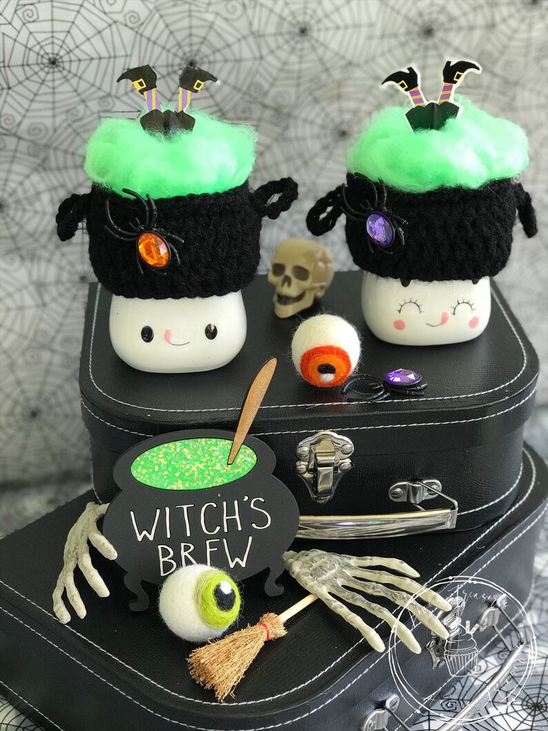 Halloween Cauldron Marshmallow Hat Halloween Tiered Stand Etsy