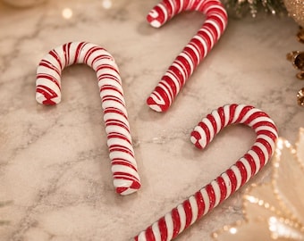 Large red fake peppermint candy canes  | polymer clay peppermints