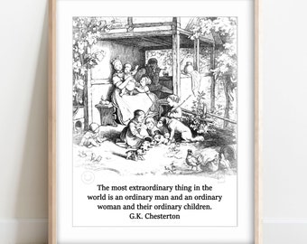 8 x 10 An Ordinary Man; Quote by G.K. Chesterton; Catholic Literature Print