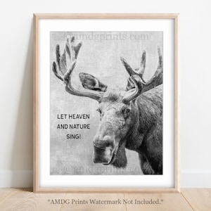 8 x 10 Christmas Moose; Monochrome Moose; Christmas Carol