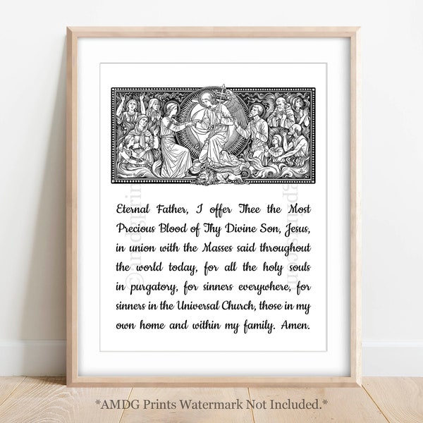 8x10 Prayer of St Gertrude; Catholic Gifts; Catholic Prints; English, Spanish and French Versions