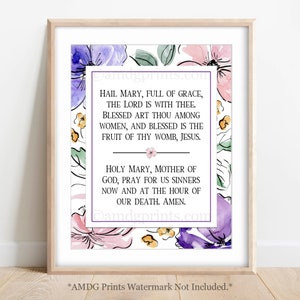 Hail Mary; Marian Prayer; Catholic Prints; Catholic Gifts;