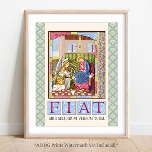 Fiat; The Annunciation; Marian Devotion; Illuminated Letters; Catholic Wall Print