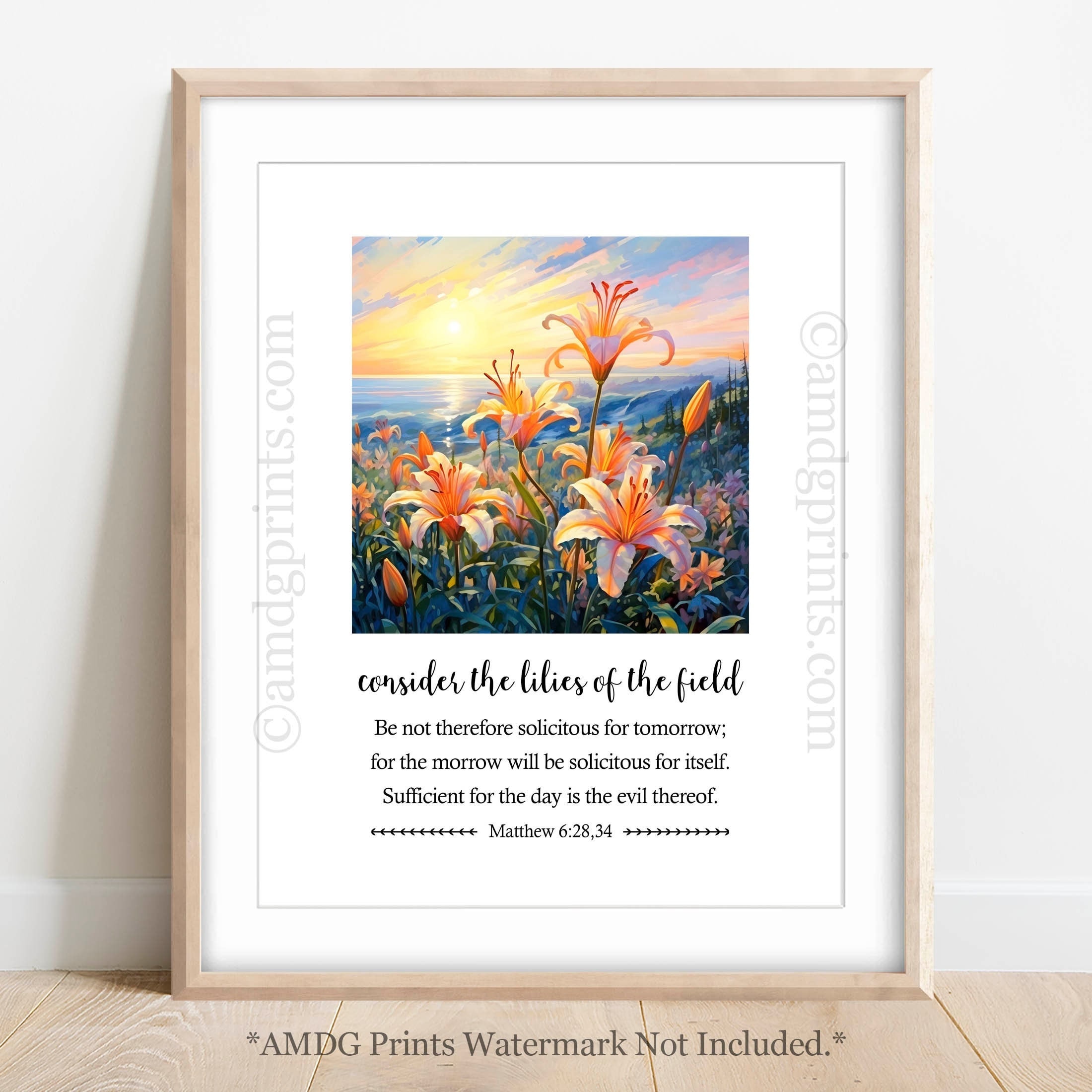 Lilies of the Field; Matthew 6:28, 34 - Etsy
