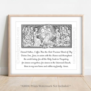 8x10 St Gertrude Prayer; Holy Souls in Purgatory; Catholic Prints;