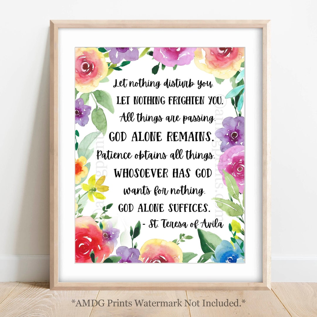 8x10 St Teresa of Avila Quote Let Nothing Disturb You Saint Quotes - Etsy