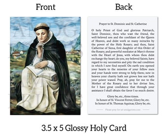 Holy Cards Qty 10-200+ Prayer to Sts Dominic, Catherine of Siena, Vincent Ferrer and Thomas Aquinas; Video Description