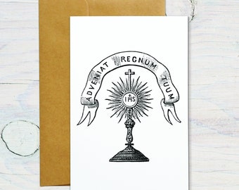 Juego de cartas Adveniat Regnum Tuum; Venga tu Reino; Tarjetas de notas católicas;