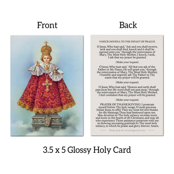 Holy Cards Qty 10-200+ Infant Jesus of Prague; 9 Hour Novena Prayer