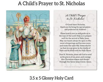 Holy Cards Qty 10-200+ A Child's Prayer to St. Nicholas ALMOST SOLD OUT for the 2025 Season