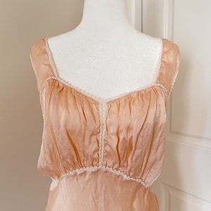 Vintage 1930s Hollywood-Style Pink Silk Bias Cut Nightgown Negligee Dress Gown XS-S
