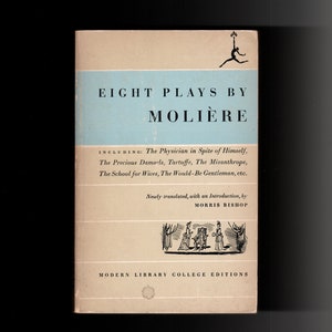 Vintage 1957 Eight Plays by Moliere, Tartuffe, The Misanthrope, The School for Wives, Modern Library Paperback