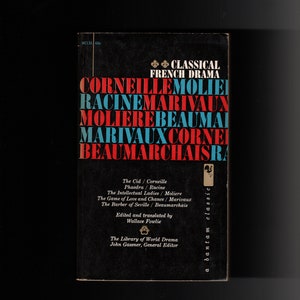 Vintage 1962 Classic French Plays, Moliere, Racine, Classical French Drama, Bantam Classics, English
