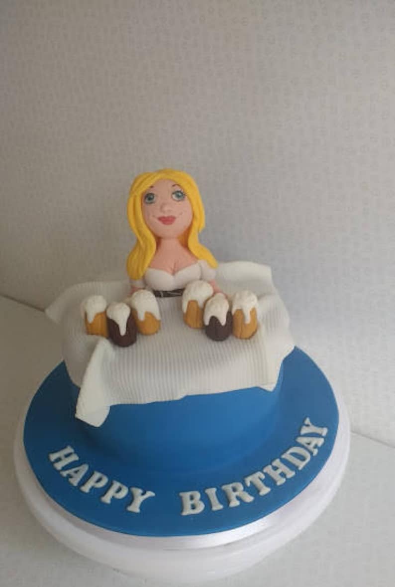 Waitress Fondant Cake Topper Bartender Cake Topper Adult Etsy