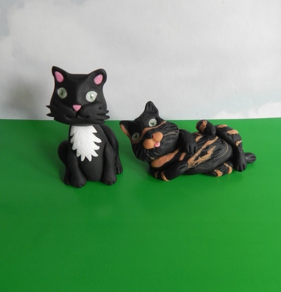 Cat Fondant Cake Toppers Birthday Cake Cat Decorations Etsy