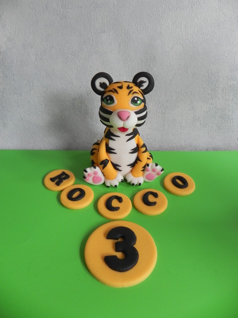 Tiger cake topper birthday cake fondant tiger