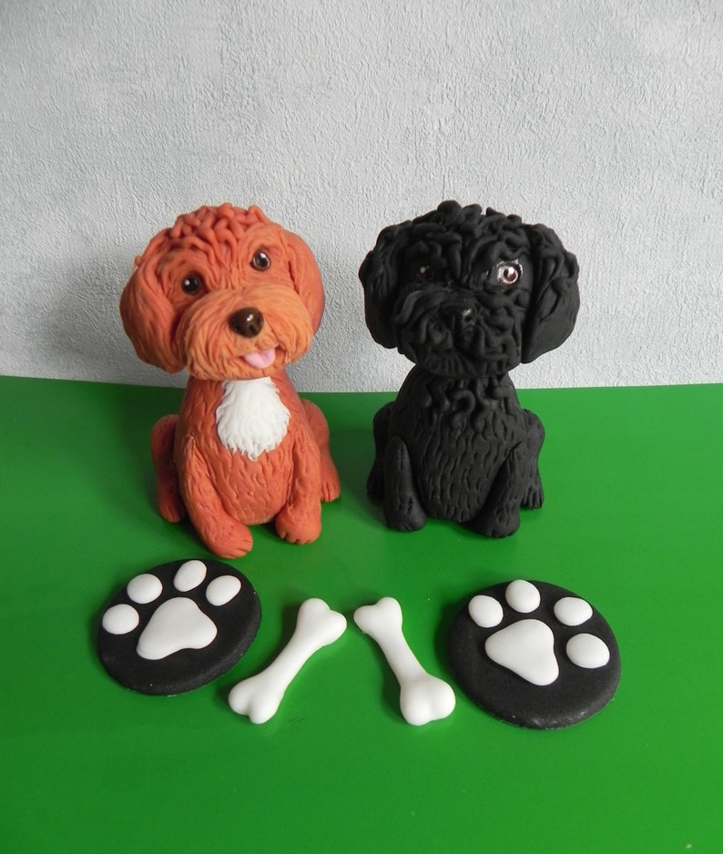 Fondant cockapoo cake toppers dog cake toppers birthday cake image 1