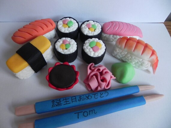 Wonderbaar Sushi fondant taart toppers de cake van de verjaardag van de | Etsy AE-78