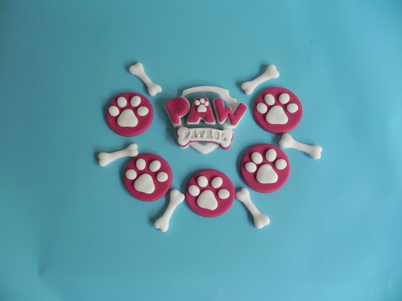 Paw patrol badge fondant decorations Paw patrol cake toppers