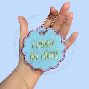 Alani Bag Tag In The Hoop ITH Womens Keychain Embroidery Design (Digital Download)