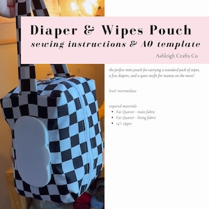Diaper and Wipes Pouch Sewing Pattern, DIY Baby Shower Gift, A0 Sewing Template, Mini Diaper Pouch, PDF Digital Sewing Pattern