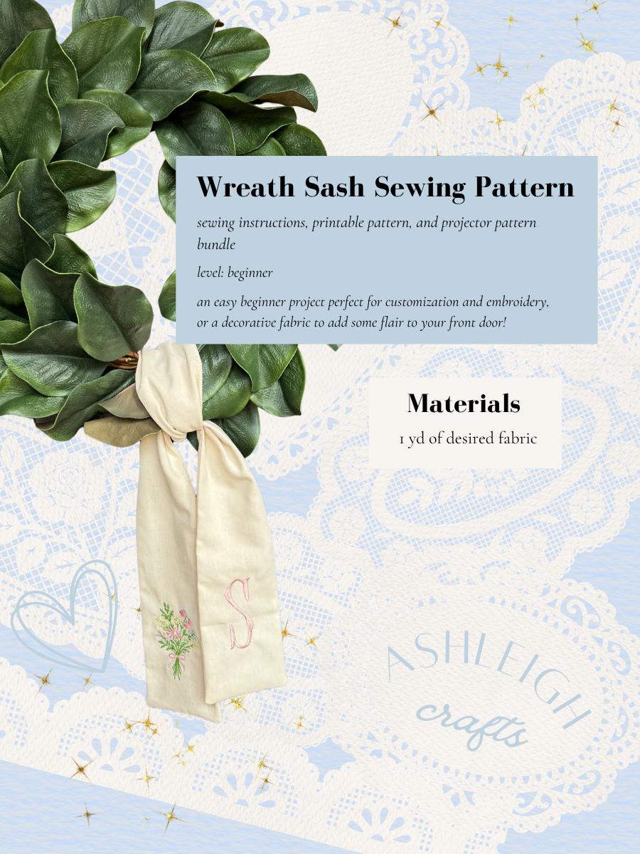 Sash Template.pdf Wreath Sash Sewing Pattern, DIY Wedding Gift, A0 Sewing Template, PDF ...