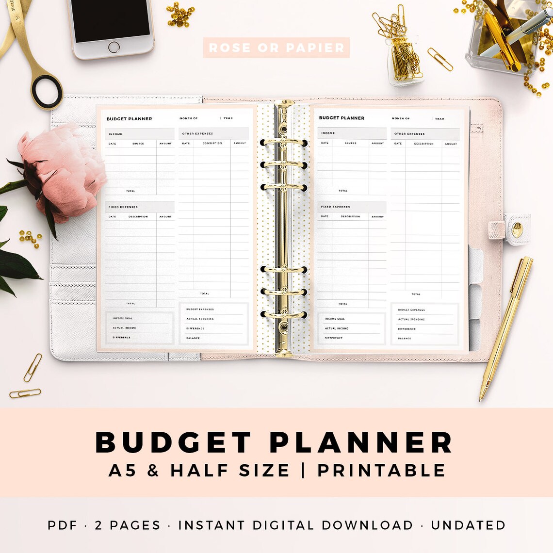 A5 HALF Size Budget Planner Monthly Budget Financial Etsy