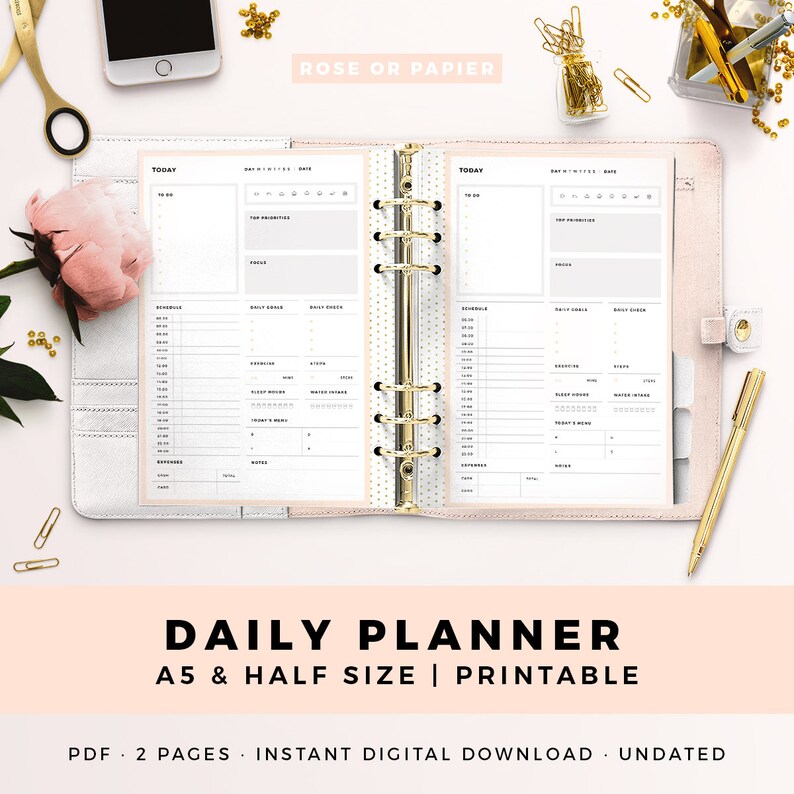 A5 HALF Size Printable Personal Planner Inserts Daily Etsy