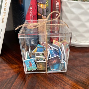 CUSTOM MINI BOOK Box: Mini book cube, Book Gift, Book Trinket, Keepsake, Miniature Books (You Pick the Books!) Memory Box