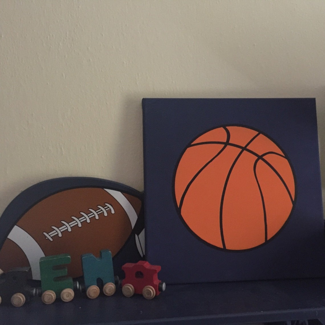 Basketball Art, Basketball Decor, Basketball Painting, 12 X 12, Canvas Art, Sports Art, Ball Art
