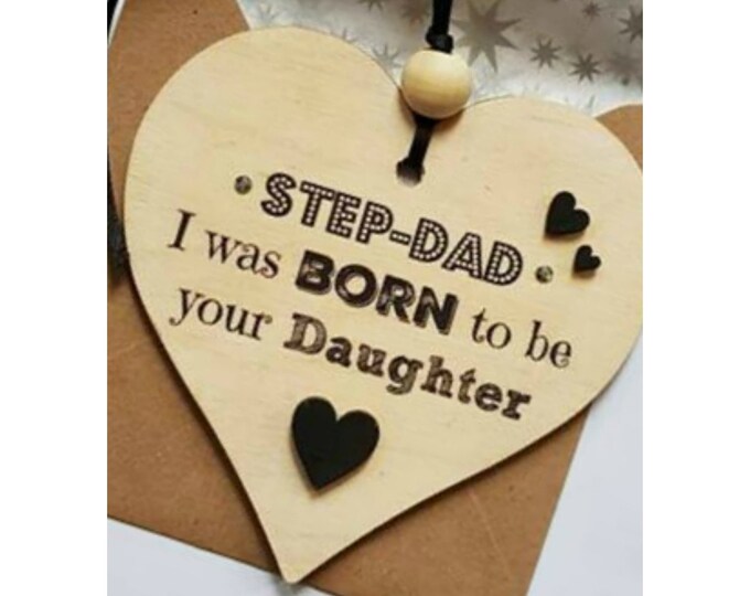 Step-dad Father's Day Card, Personalised Hand Made Wooden Greetings ...
