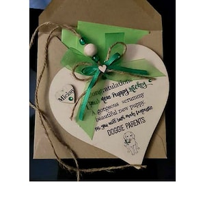 Congratulations on your new puppy card, wooden heart card for new puppy, personalised new dog card, new Kitten card,  new pet card,