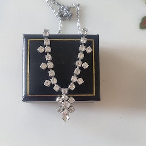 1950&#39;s Paste Drop Necklace, True Vintage Diamante Necklace