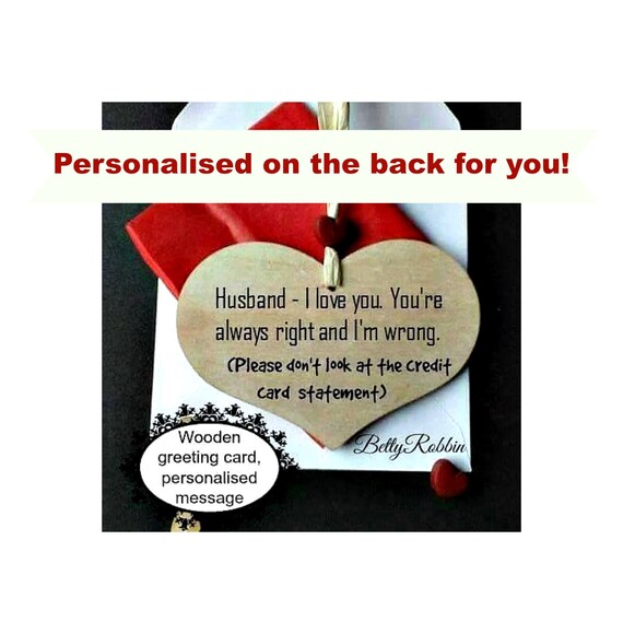 Funny Valentines for Husband Card, Wooden Husband Valentines Day Card for  Him, Valentine Cards, 