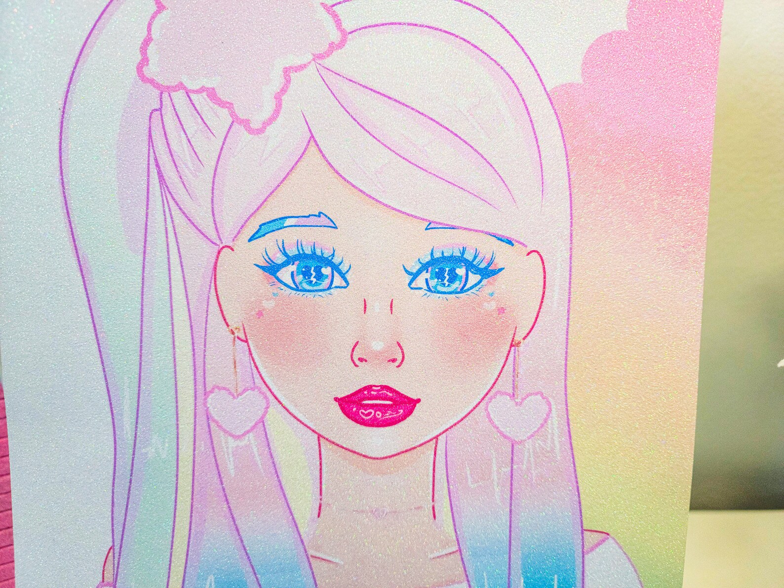 Lovesick Pastel Rainbow Girl Art Print Cute Wall Art Kawaii Etsy
