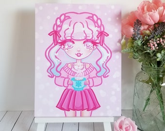 Cute Winter Girls Print, Kawaii Illustration, Matte