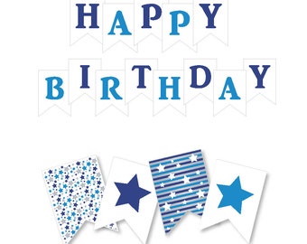 Happy Birthday Banner, Birthday Party Flag, Baby Birthday Banner, Custom Birthday Kit, Star Theme Party, Digital File