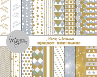 18 Christmas Scrapbooking Paper, Christmas Paper, Christmas Printable, Xmas diy,