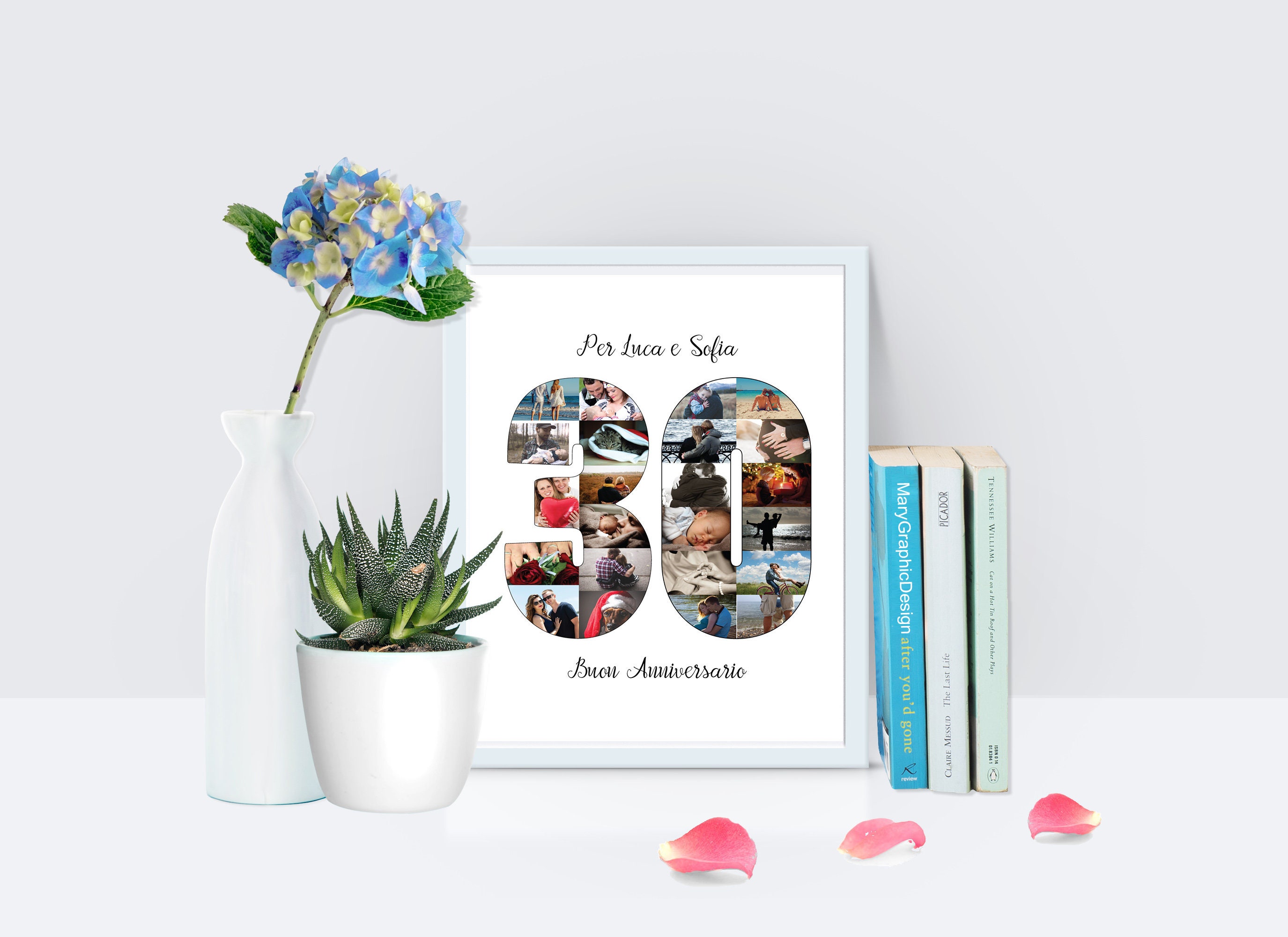 Original Collage, Birthday Gift Idea, Number Poster, Photo Number