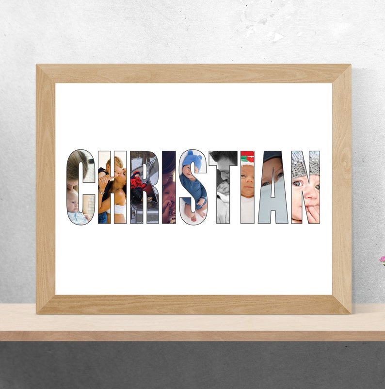 Personalized Word Collage Name Photo Collage Custom Name Etsy
