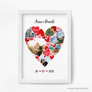 Cadeau personnalisé pour la Saint-Valentin, Affiche du cœur, Affiche photo de la Saint-Valentin, Affiche de collage photo, Cadeau pour lui, FICHIER NUMÉRIQUE