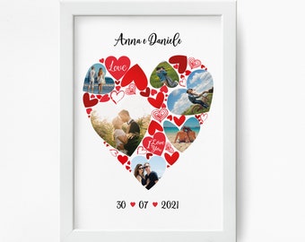 Personalized Valentine's Day Gift, Heart Poster, Valentine's Day Photo Poster, Photo Collage Poster, Gift for Him, DIGITAL FILE