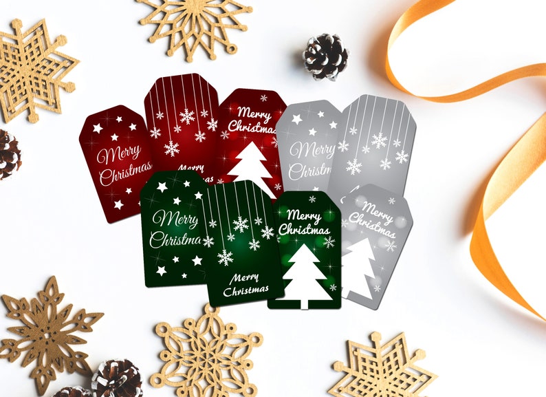 Christmas Gift Tags, Merry Christmas Tags, Christmas Tag Printable, Christmas Label Tags, Holiday Gift Tags, DIGITAL FILE image 1