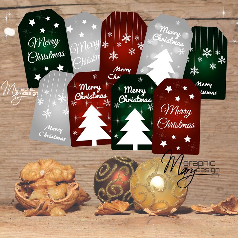 Christmas Gift Tags, Merry Christmas Tags, Christmas Tag Printable, Christmas Label Tags, Holiday Gift Tags, DIGITAL FILE image 2