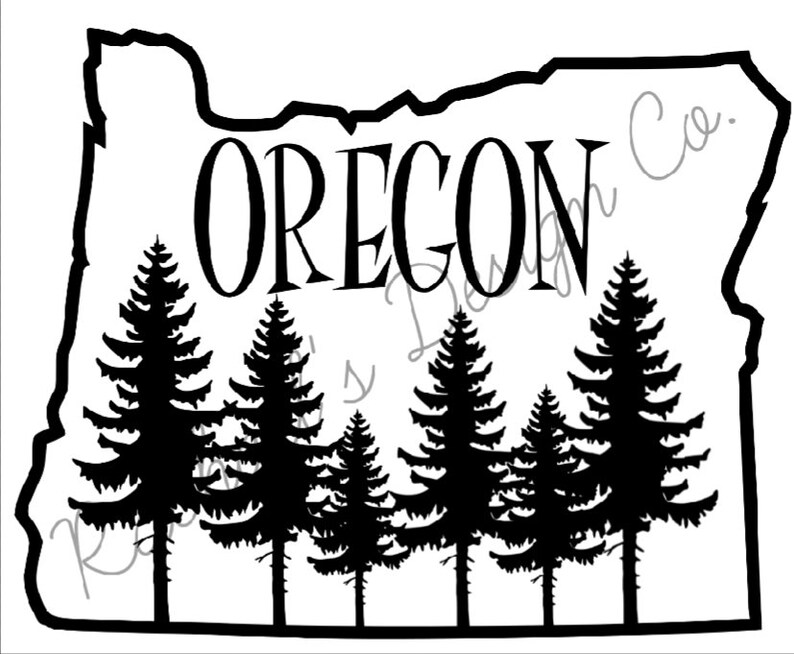 State of Oregon with Oregon and Trees png svg Etsy